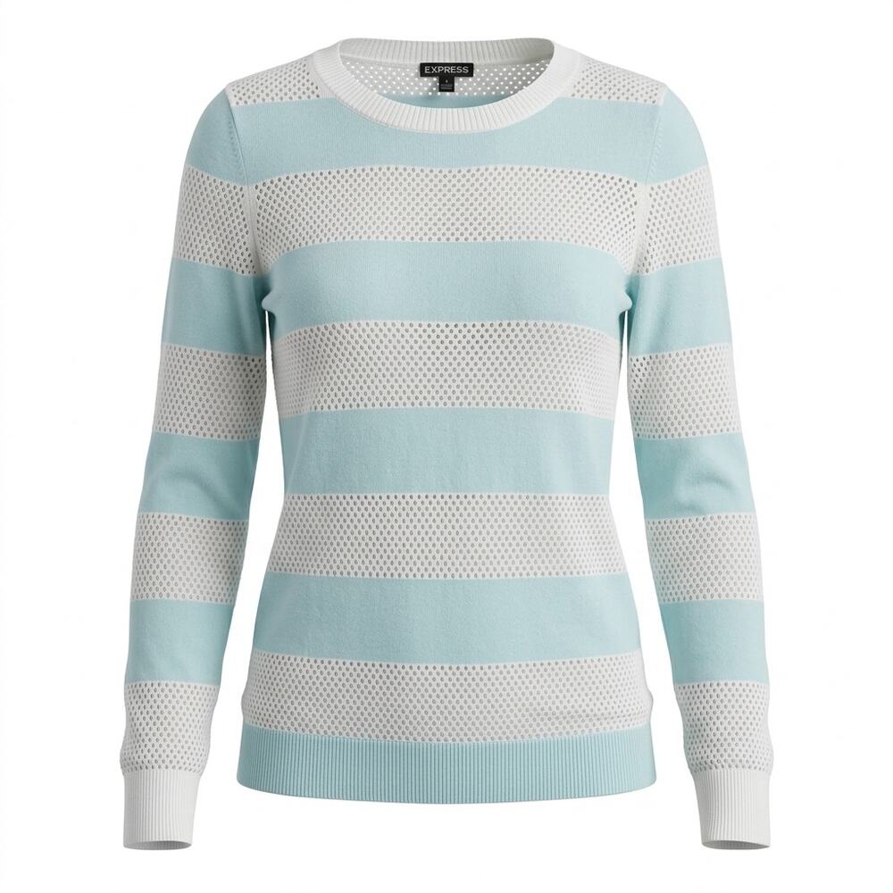Express Striped Open Knit Pointelle Sweater Women Petite Size S/P